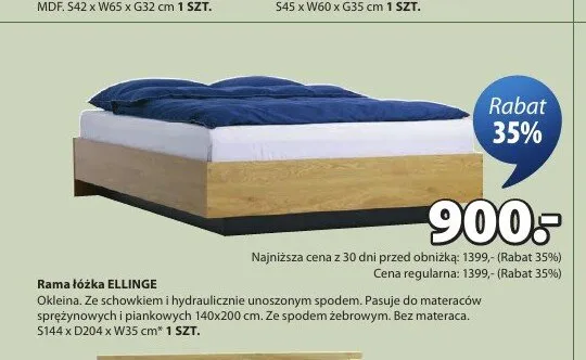 Rama łóżka ELLINGE promocja w Jysk