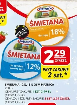 Śmietana 12%, 18% osm promocja w Top Market