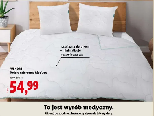 Kołdra całoroczna Wendre Aloe Vera 160x200 cm promocja w Lidl