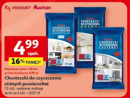 Chusteczki do czyszczenia uniwersalne Auchan promocja w Auchan