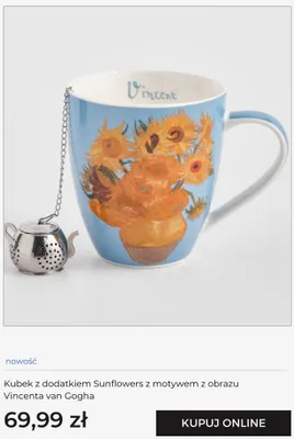 Kubek z dodatkiem Sunflowers z motywem z obrazu Vincenta van Gogha promocja w home&you