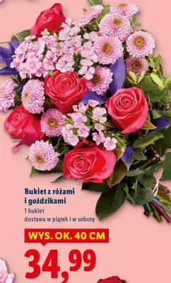 Bukiet z różami i goździkami promocja w Lidl