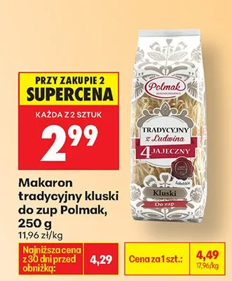 Makaron tradycyjny kluski do zup z jajeczny promocja w Biedronka