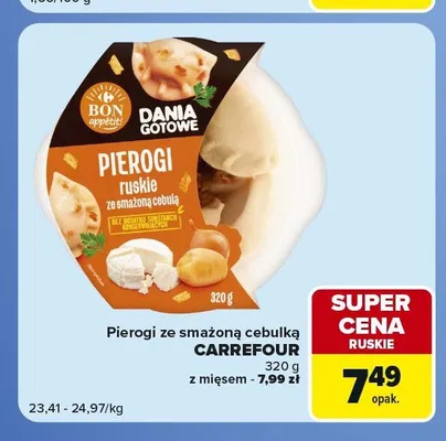 Pierogi z mięsem ze smażoną cebulką Carrefour promocja w Carrefour Market