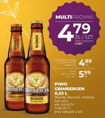 Piwo Grimbergen double ambrée promocja w Duży Ben
