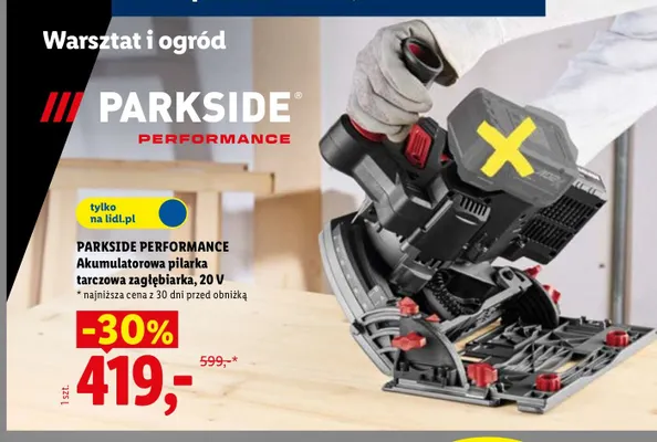 Akumulatorowa pilarka tarczowa zagłębiarka Parkside Performance promocja w Lidl