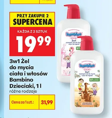Żel do mycia ciała i włosów 3w1 Bambino Dzieciaki promocja w Biedronka
