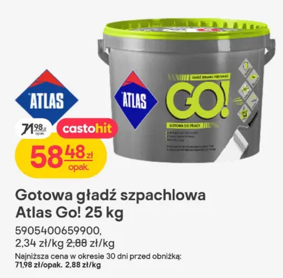 Gotowa gładź szpachlowa Go! 25 kg promocja w Castorama