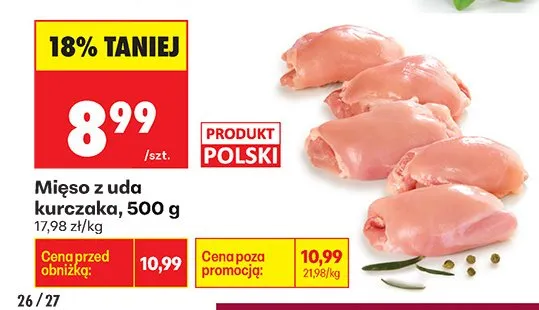 Mięso z uda kurczaka 500 g promocja w Biedronka