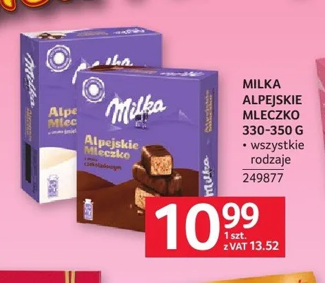 Milka Alpejskie Mleczko 330-350g promocja w Selgros