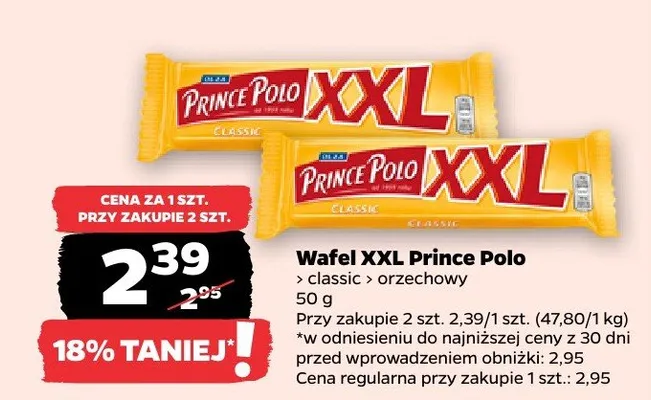Wafel XXL Prince Polo orzechowy promocja w Netto