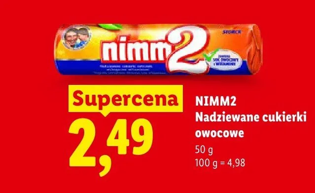 Nadziewane cukierki owocowe Nimm2 promocja w Lidl