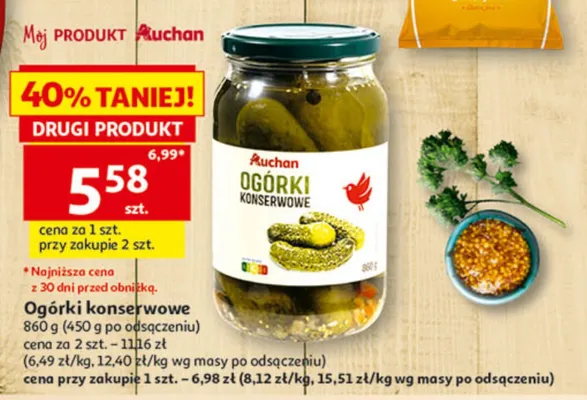 Ogórki konserwowe Auchan promocja w Auchan