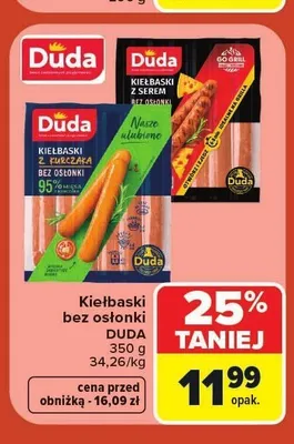 Kiełbaski z serem bez osłonki Duda promocja w Carrefour