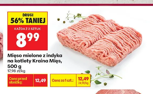 Mięso mielone z indyka na kotlety Kraina Mięs promocja w Biedronka