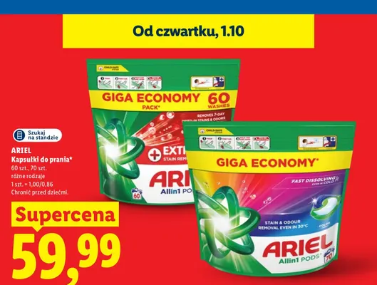 Kapsułki do prania Ariel Allin1 Pods Color promocja w Lidl