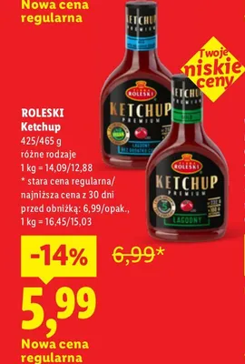 Ketchup Premium łagodny Roleski promocja w Lidl