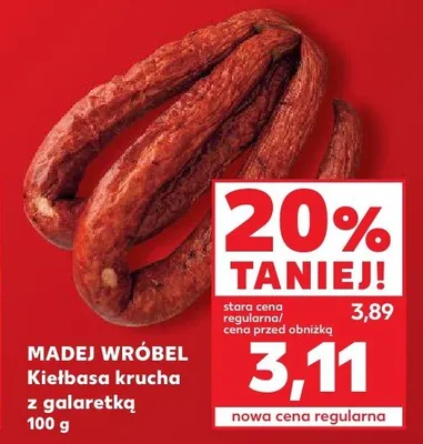 Kiełbasa krucha z galaretką Madej Wróbel promocja w Kaufland