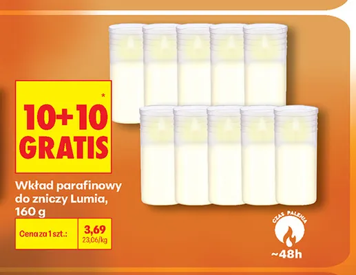 Wkład parafinowy do zniczy Lumia 160 g promocja w Biedronka
