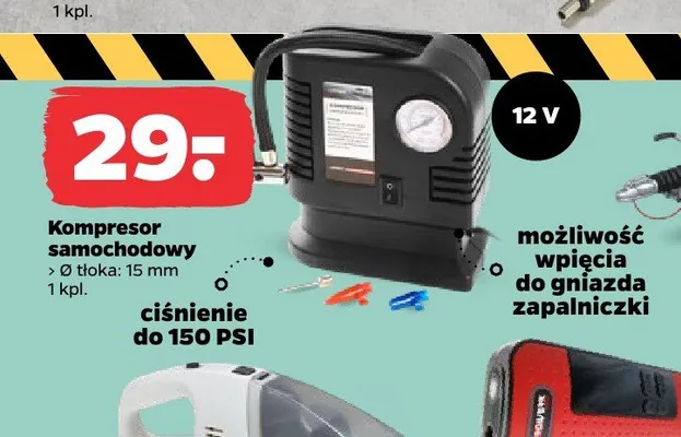 Kompresor samochodowy 12V 150 PSI promocja w Netto