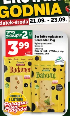 Ser żółty w plastrach Radamer Serenada promocja w TOPAZ