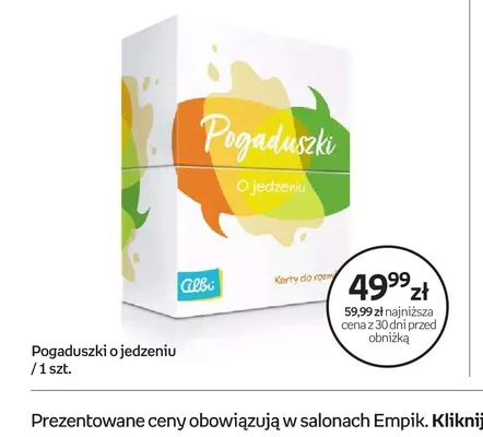 Gra Pogaduszki o jedzeniu Albi promocja w Empik