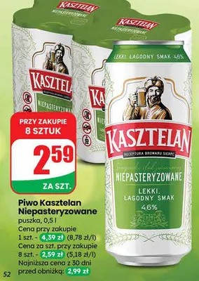 Piwo Niepasteryzowane promocja w Dino