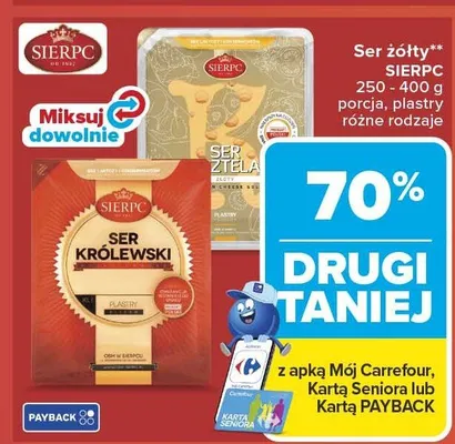 Ser żółty Sierpc porcja plastry promocja w Carrefour