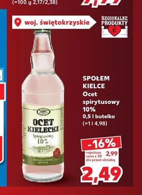 Ocet spirytusowy 10% Społem Kielce promocja w Kaufland