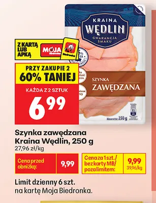Szynka zawędzana Kraina Wędlin promocja w Biedronka