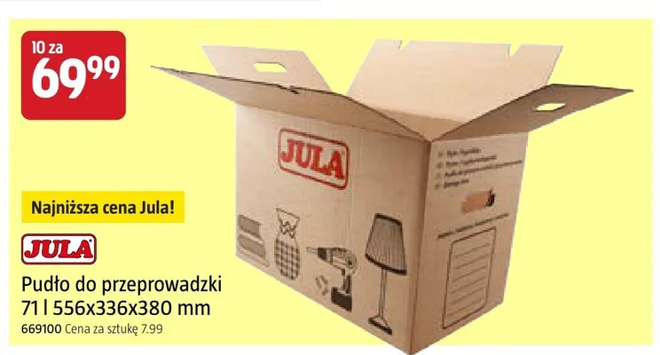 Pudło do przeprowadzki Jula 10-pak 71 l promocja w Jula
