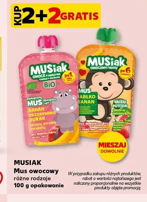 Mus owocowy Musiak jabłko banan promocja w Kaufland