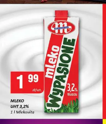 Mleko UHT Wypasione Mlekovita 3,2% promocja w Chorten