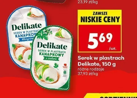 Serek w plastrach kanapkowy z ziołami Delikate promocja w Biedronka