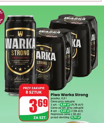 Piwo Warka Strong promocja w Dino