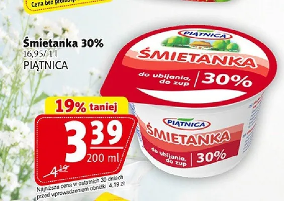 Śmietanka 30% Piątnica promocja w Prim Market