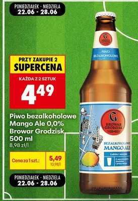Piwo bezalkoholowe Mango Ale Browar Grodzisk promocja w Biedronka