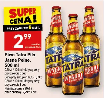 Piwo Tatra Pils Jasne Pełne promocja w Twój Market