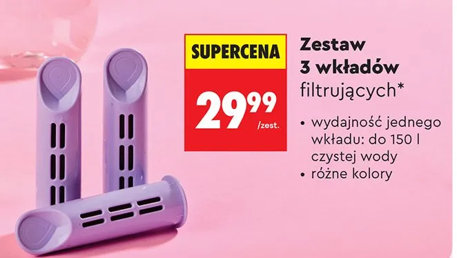 Zestaw 3 wkładów filtrujących promocja w Biedronka