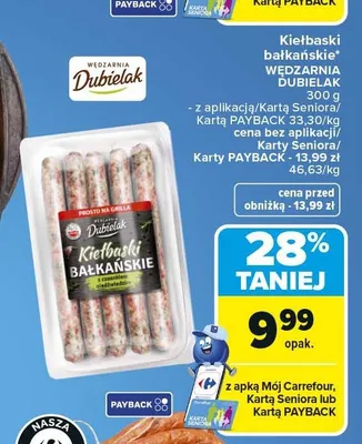 Kiełbaski bałkańskie WĘDZARNIA DUBIELAK promocja w Carrefour