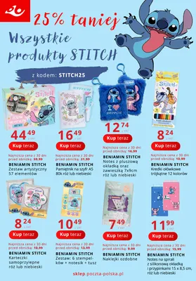 Karteczki samoprzylepne Beniamin Stitch różowe promocja w Poczta Polska