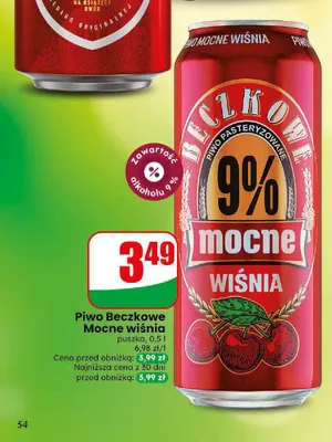 Piwo Beczkowe Mocne Wiśnia promocja w Dino