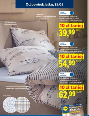 Pościel z bawełny renforcé LIVARNO 140x200cm 70x80cm promocja w Lidl