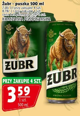 Piwo Żubr puszka 500ml promocja w Prim Market