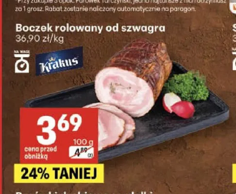 Boczek rolowany od szwagra Krakus promocja w Delikatesy Centrum