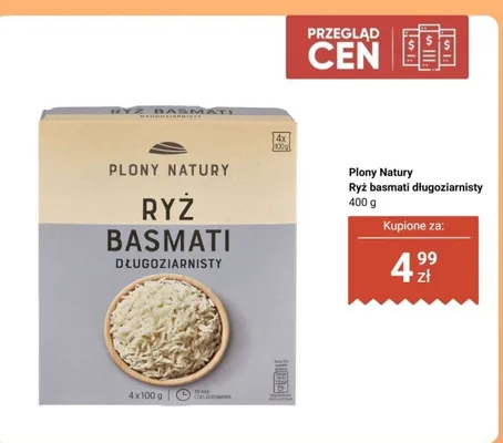 Ryż basmati długoziarnisty Plony Natury promocja w Biedronka
