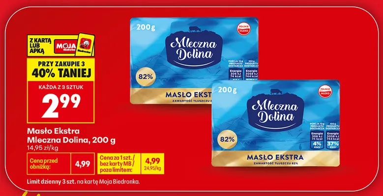 Masło ekstra Mleczna Dolina promocja w Biedronka