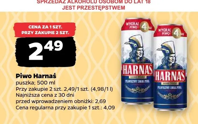 Piwo Harnaś puszka promocja w Netto