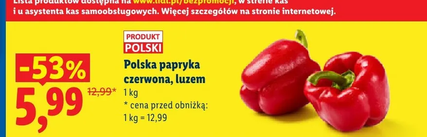 Papryka czerwona polska luzem promocja w Lidl