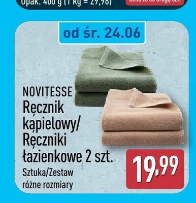 Ręczniki łazienkowe Novitesse 2-pak promocja w Aldi